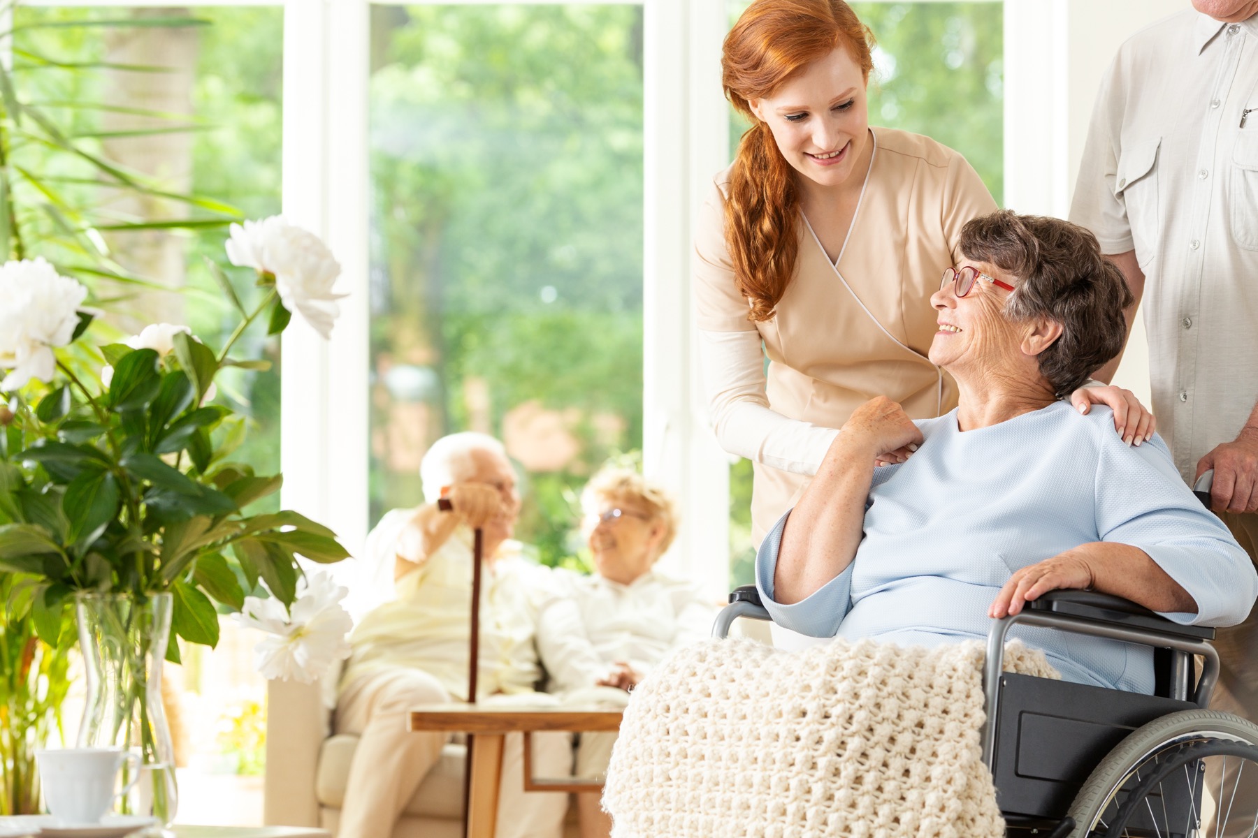 Caregiver with senior resident